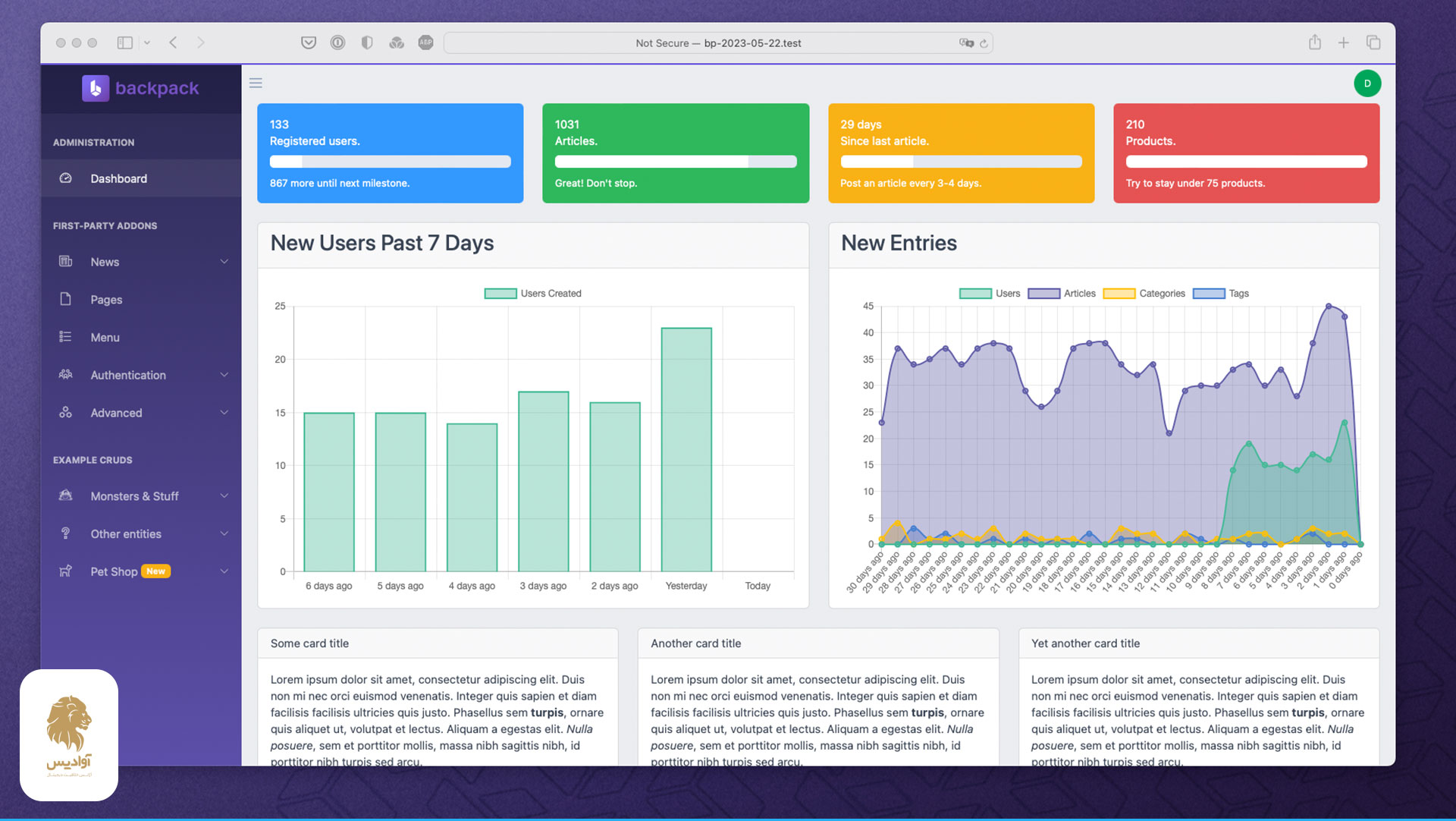 پنل ادمین بک پک لاراول، Laravel Backpack Admin Panel